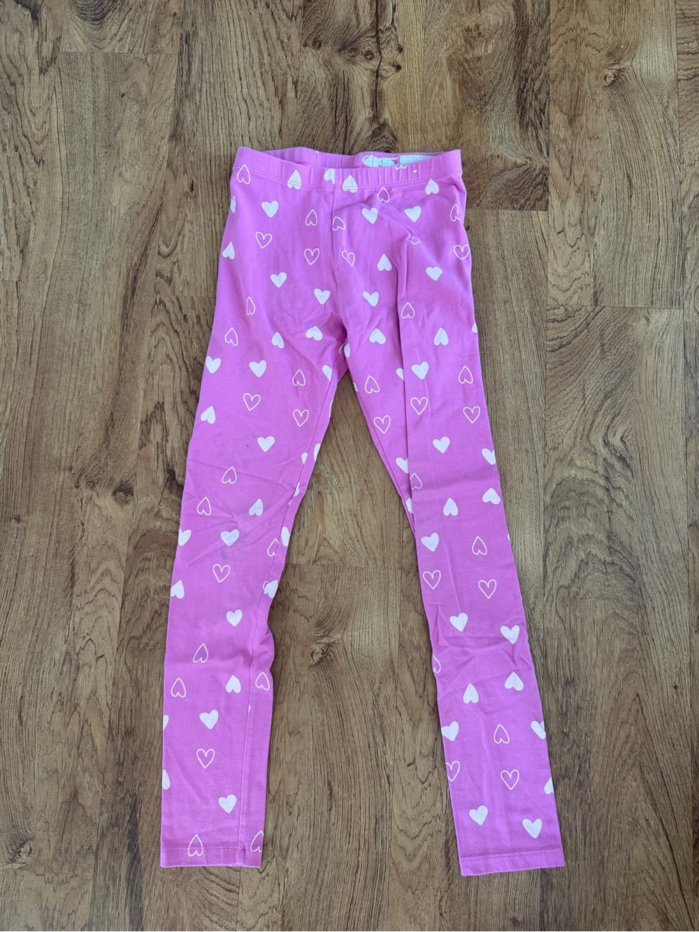 Pink Heart Print Kids Leggings - Girls Size 10